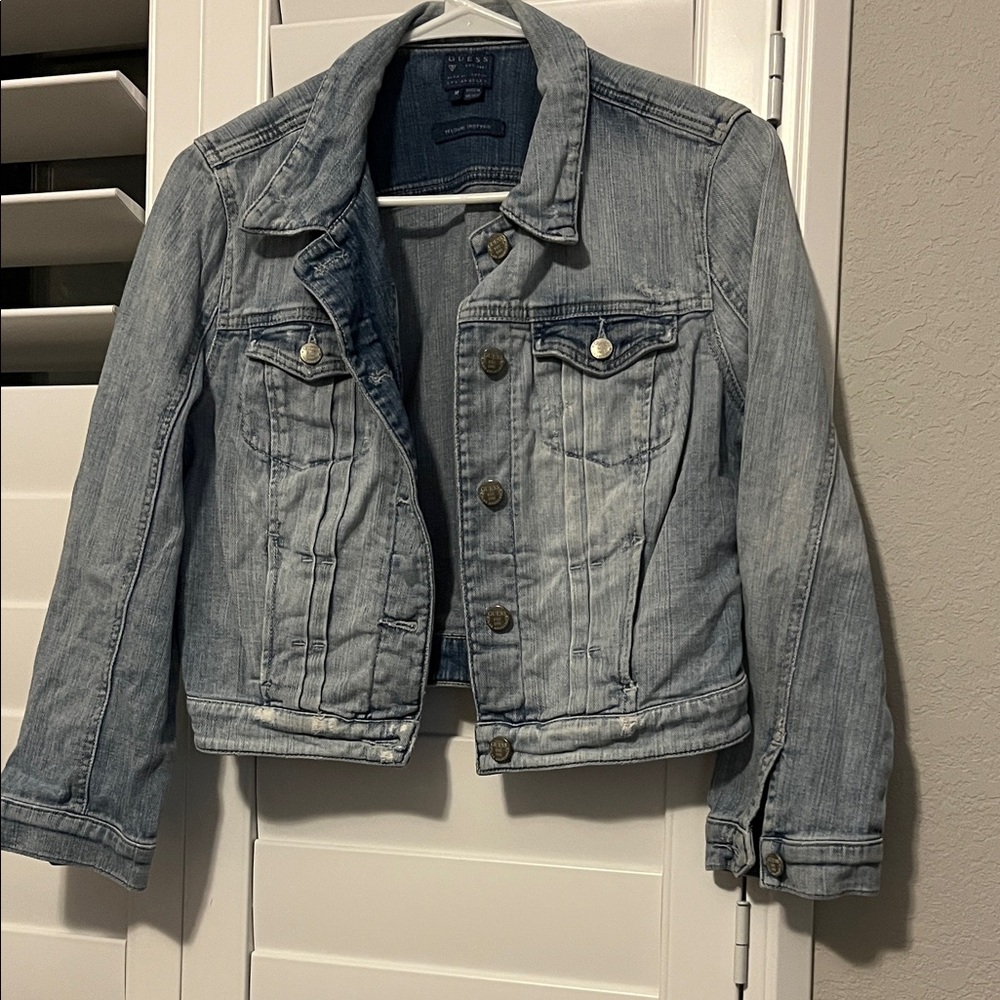 Guess Blue Cropped Denim Jacket